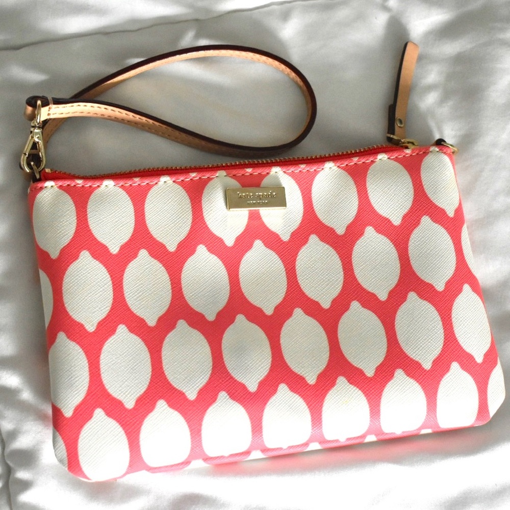 Hot pink and white Kate Spade Wristlet